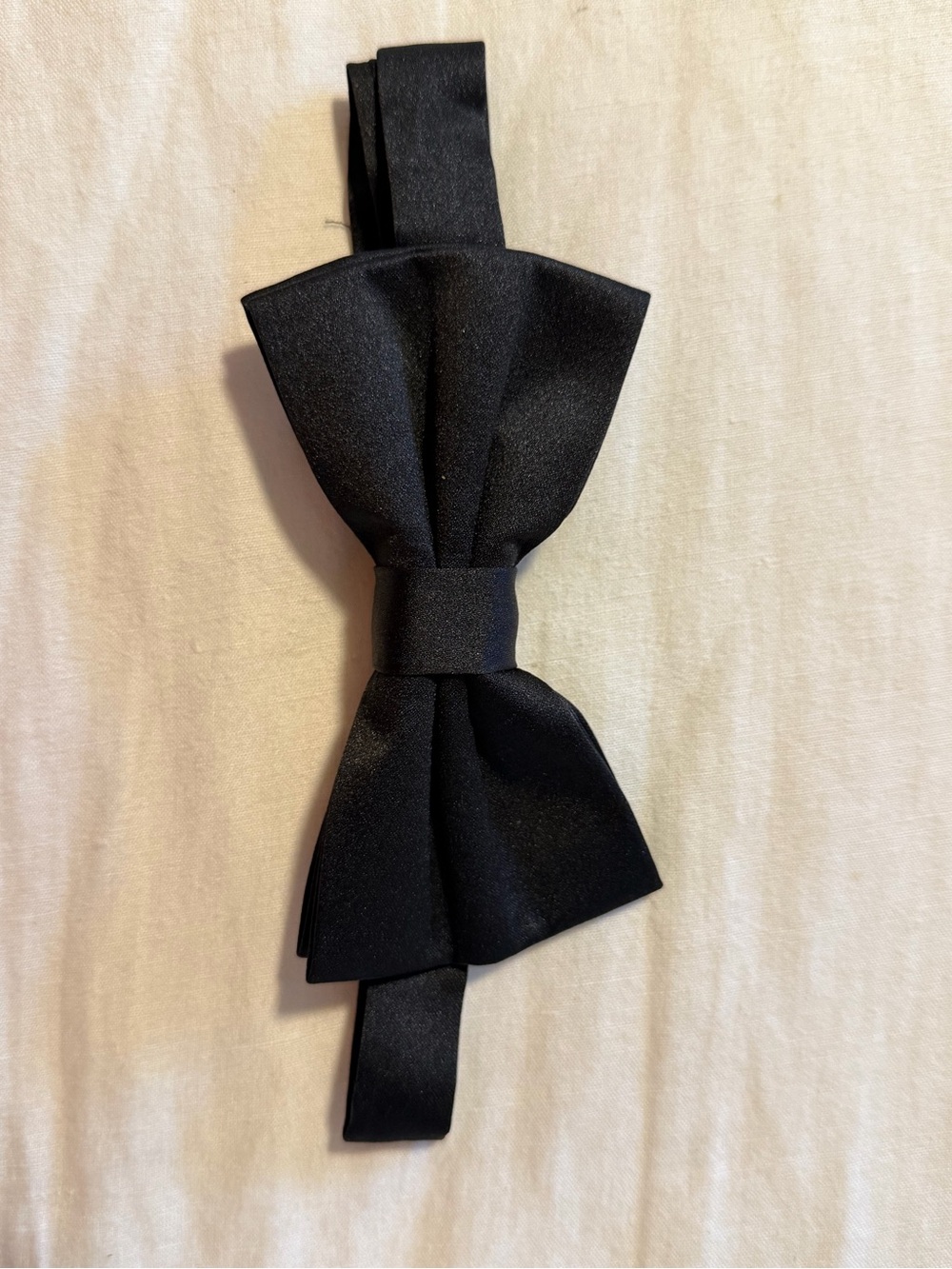 Classic Black Satin Pre-Tied Bow Tie